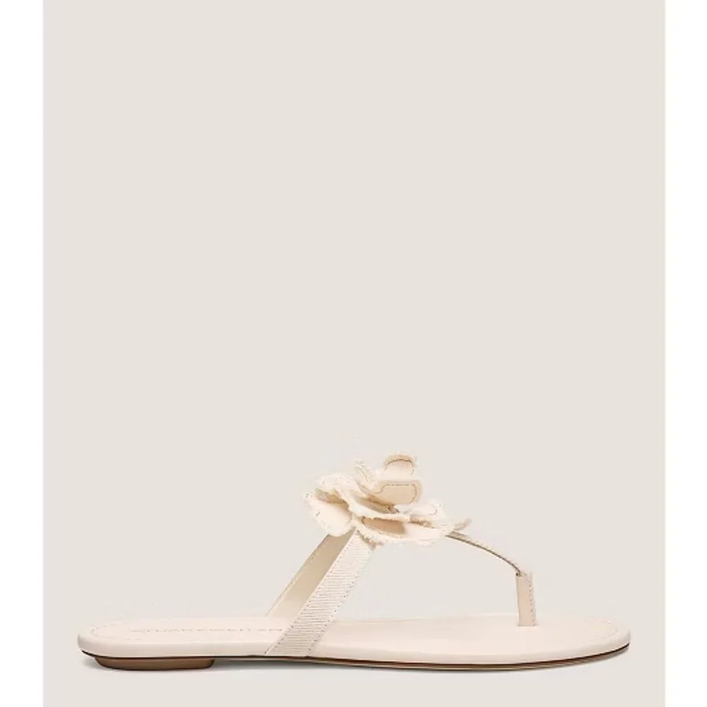 NWT Stuart Weitzman Cream RIO T-STRAP SANDAL Size 5.5